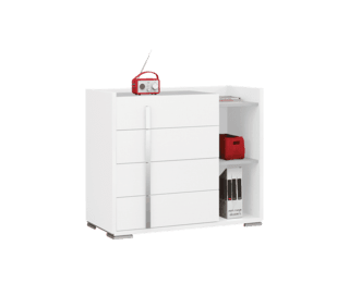 Tactil chest with 4 drawers and 2 compartments